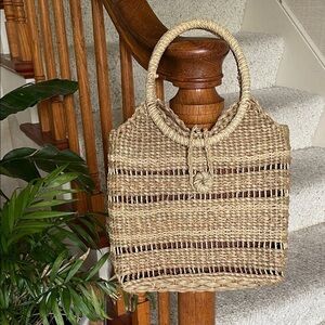 Natural Boho Woven Wicker Tote Clutch Purse